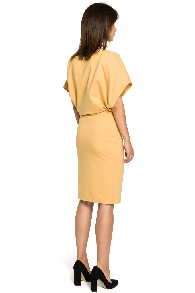 Sukienka midi - Ołówkowa Dresowa - żółta